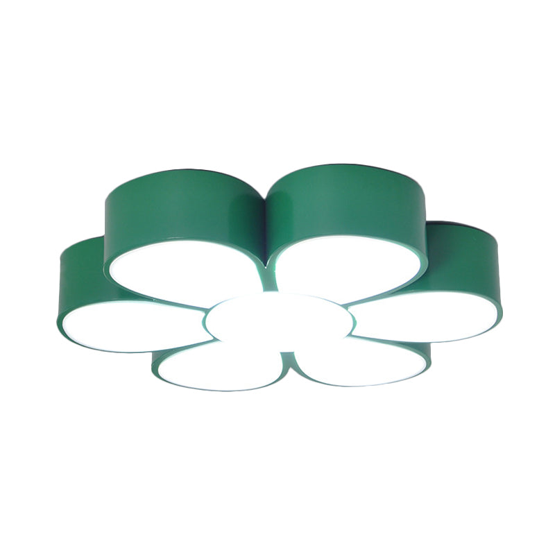 Flower-shaped Kids Flush Ceiling Light Fixture in Vibrant Yellow/Green/Red with Acrylic Shade