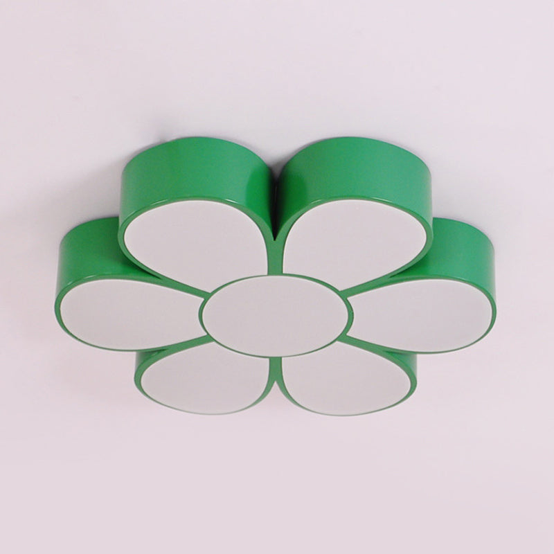 Flower-shaped Kids Flush Ceiling Light Fixture in Vibrant Yellow/Green/Red with Acrylic Shade