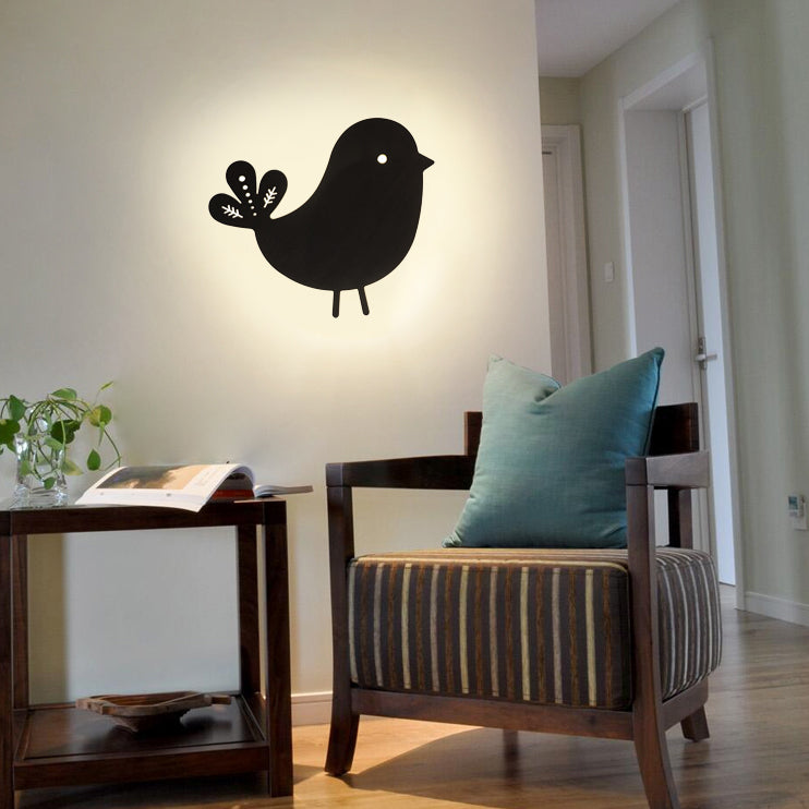 Kids Animal Wood Led Sconce Light - Eye-Caring Modern Wall For Bedroom Or Stairway