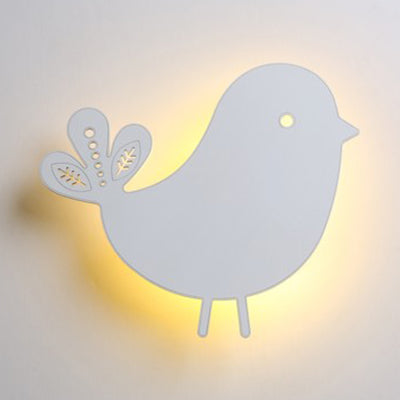 Kids Animal Wood Led Sconce Light - Eye-Caring Modern Wall For Bedroom Or Stairway White / B