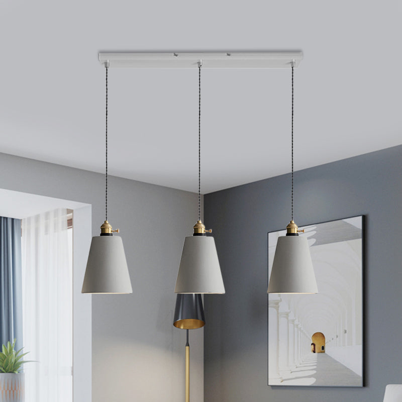 Vintage 3-Light Pendant Lamp Kit with Multiple Cement Shades in Grey - Restaurant Lighting