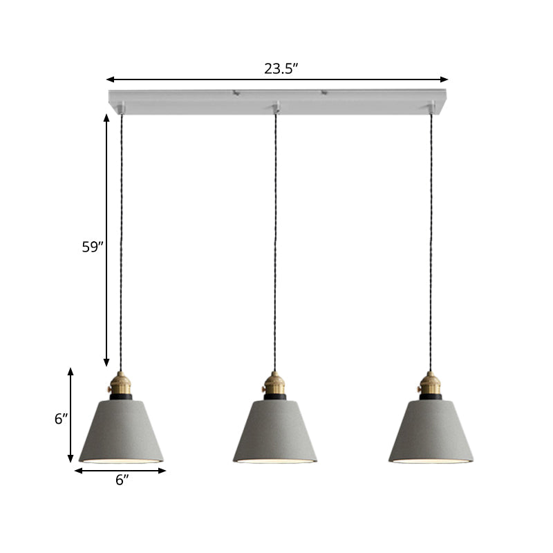 Vintage 3-Light Pendant Lamp Kit with Multiple Cement Shades in Grey - Restaurant Lighting