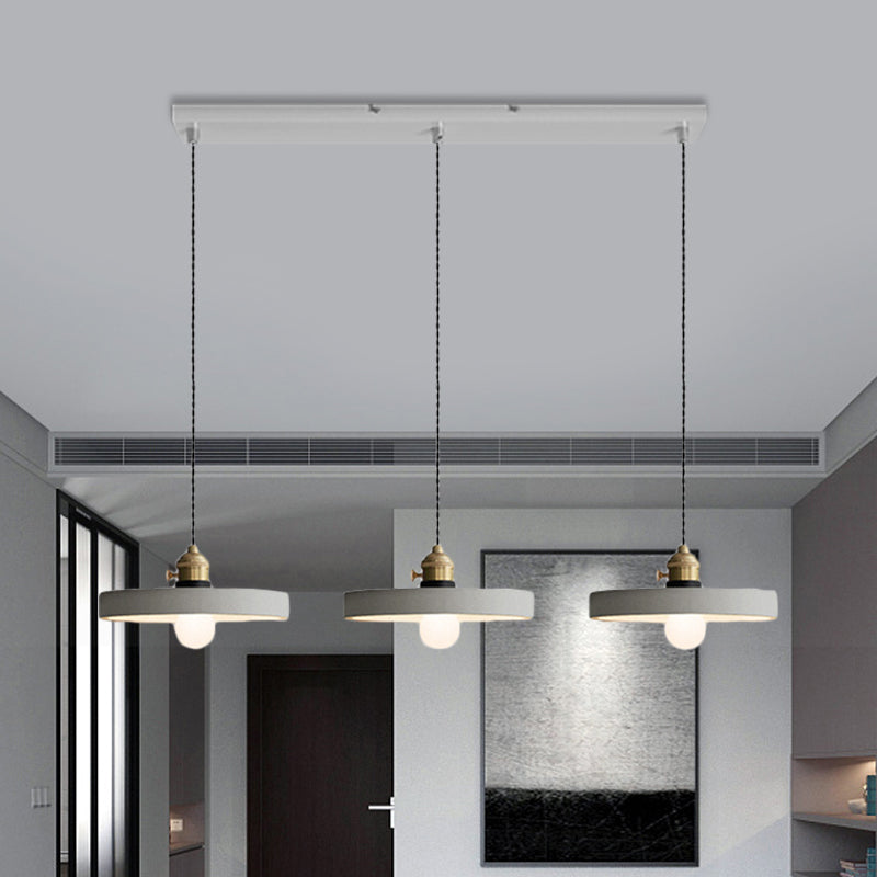 Vintage 3-Light Pendant Lamp Kit with Multiple Cement Shades in Grey - Restaurant Lighting