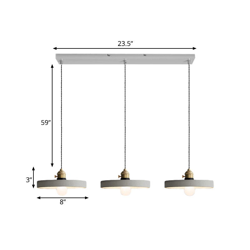 Vintage 3-Light Pendant Lamp Kit with Multiple Cement Shades in Grey - Restaurant Lighting