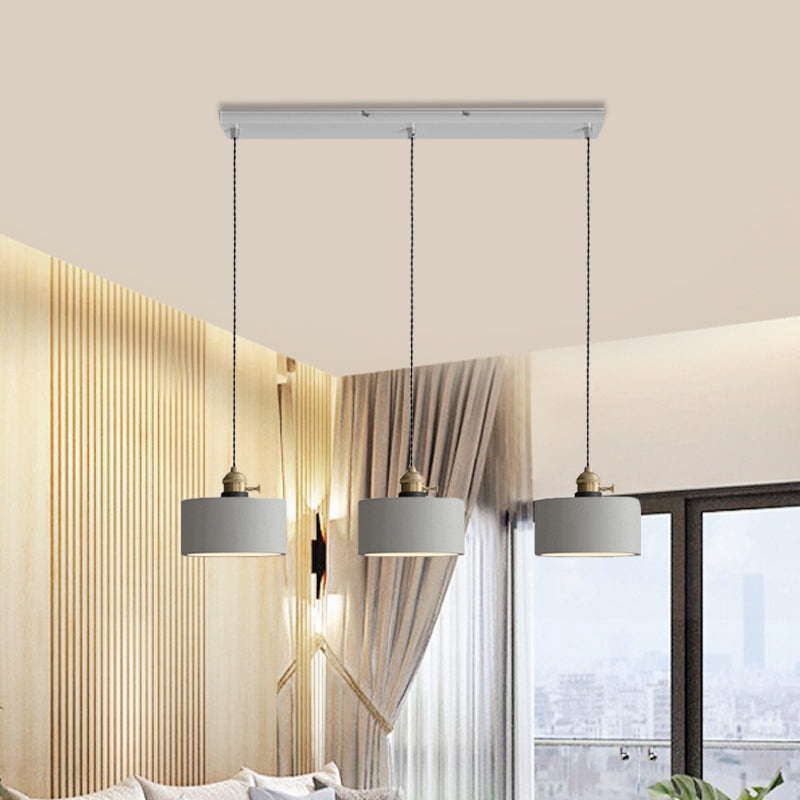 Vintage 3-Light Pendant Lamp Kit with Multiple Cement Shades in Grey - Restaurant Lighting