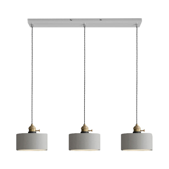 Vintage 3-Light Pendant Lamp Kit with Multiple Cement Shades in Grey - Restaurant Lighting