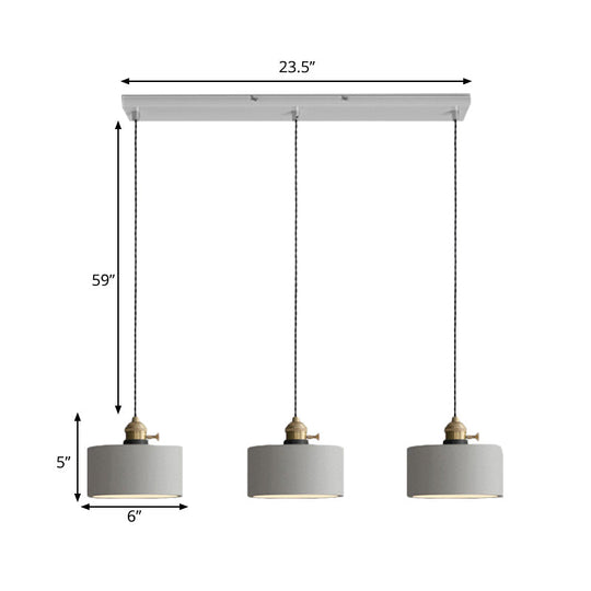 Vintage 3-Light Pendant Lamp Kit with Multiple Cement Shades in Grey - Restaurant Lighting