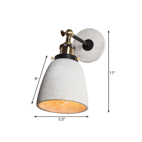 Vintage Cement Grey Cone/Bowl/Dome Wall Light Sconce - Rotatable 1-Light Kitchen Lamp