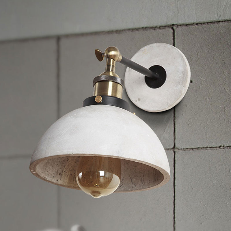 Vintage Cement Grey Cone/Bowl/Dome Wall Light Sconce - Rotatable 1-Light Kitchen Lamp / Bowl