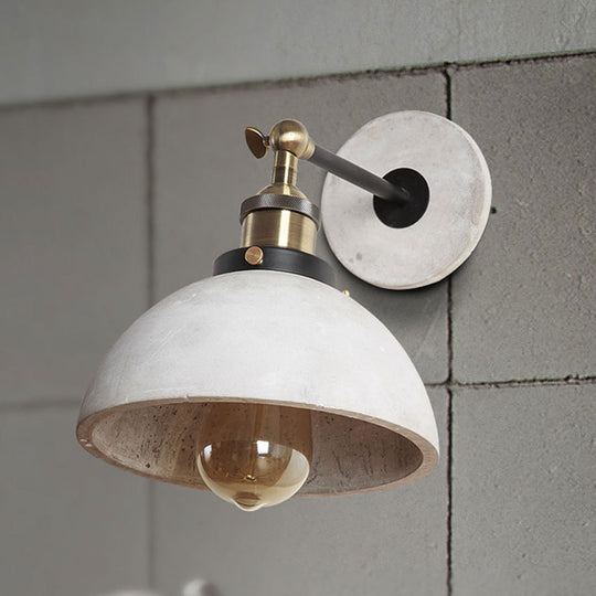 Vintage Cement Grey Cone/Bowl/Dome Wall Light Sconce - Rotatable 1-Light Kitchen Lamp / Bowl