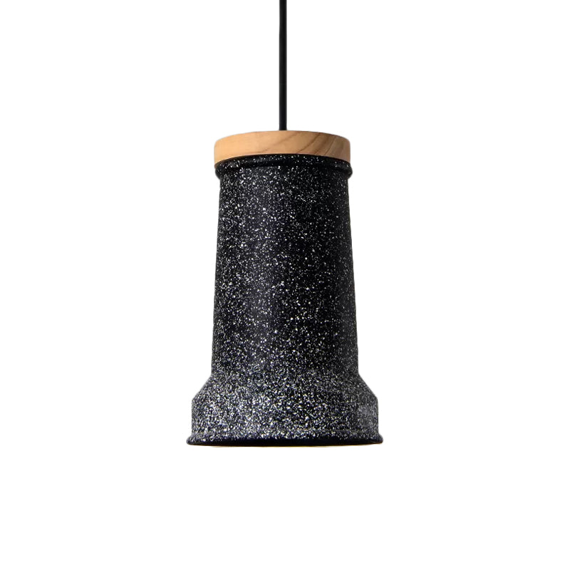 Industrial Cement Pendant Lamp - Black/Grey/White Cylinder Hanging Light for Restaurants (1-Head)