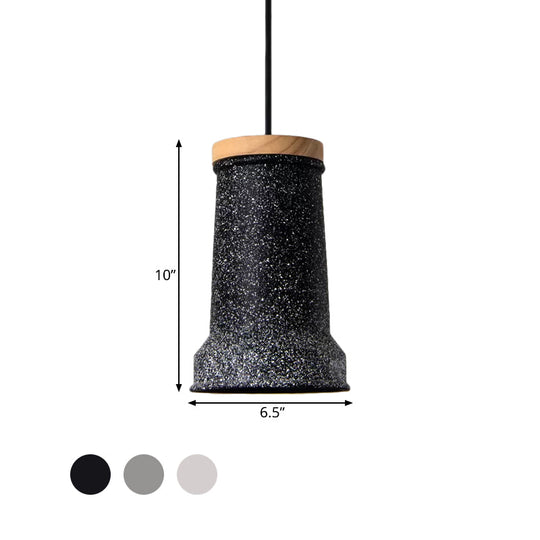 Industrial Cement Pendant Lamp - Black/Grey/White Cylinder Hanging Light for Restaurants (1-Head)