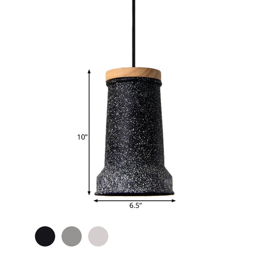 Industrial Cement Pendant Lamp - Black/Grey/White Cylinder Hanging Light For Restaurants