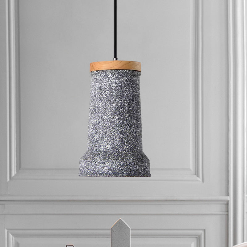 Industrial Cement Pendant Lamp - Black/Grey/White Cylinder Hanging Light For Restaurants Grey