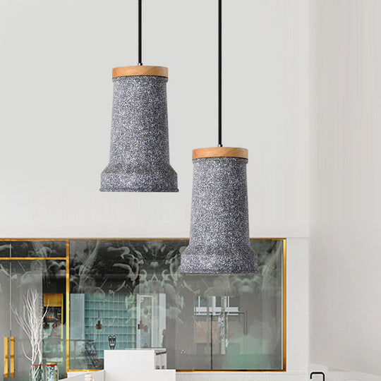 Industrial Cement Pendant Lamp - Black/Grey/White Cylinder Hanging Light For Restaurants