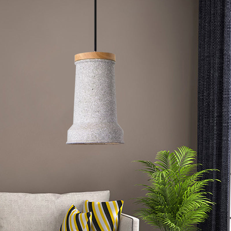 Industrial Cement Pendant Lamp - Black/Grey/White Cylinder Hanging Light For Restaurants