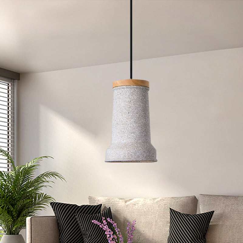 Industrial Cement Pendant Lamp - Black/Grey/White Cylinder Hanging Light for Restaurants (1-Head)