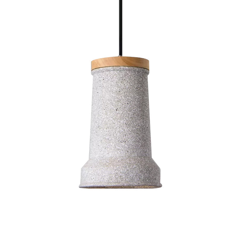 Industrial Cement Pendant Lamp - Black/Grey/White Cylinder Hanging Light for Restaurants (1-Head)