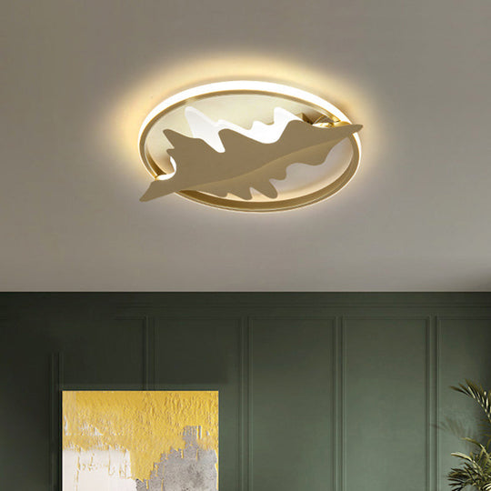 Crown/V-Shaped Acrylic Ceiling Mount LED Golden Flushmount Light - Kids Style - Living Room