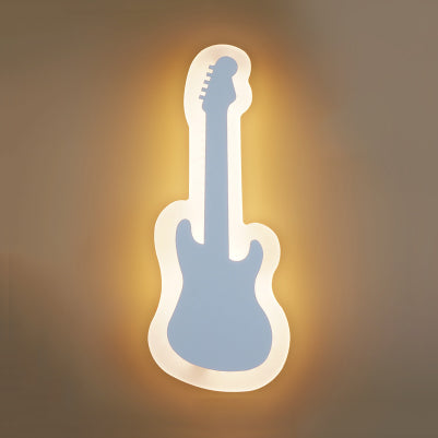 Acrylic Led Sconce Lamp With Clock: Modern Musical Instrument Design For Childs Bedroom White / B