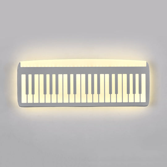 Acrylic Led Sconce Lamp With Clock: Modern Musical Instrument Design For Childs Bedroom White / C