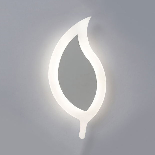 White Acrylic Slim Panel Led Wall Lamp For Dining Room - Eye-Caring & Contemporary Design / Leaf