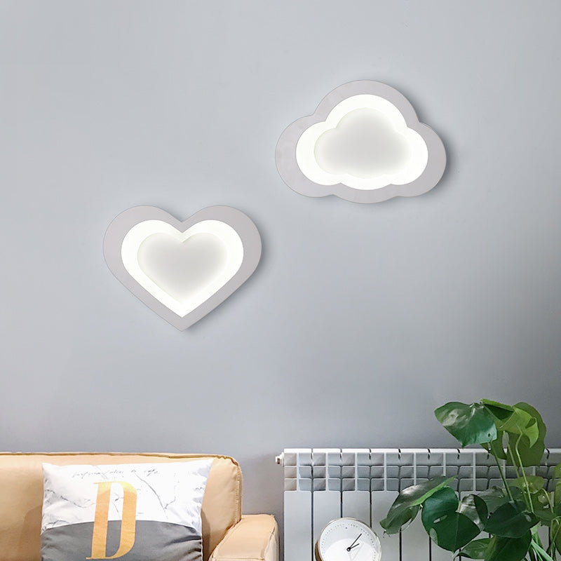 Modern Integrated Led Cartoon Wall Light - Simple Acrylic White