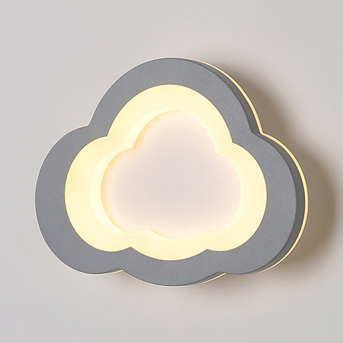 Modern Integrated Led Cartoon Wall Light - Simple Acrylic White Grey / Cloud Warm