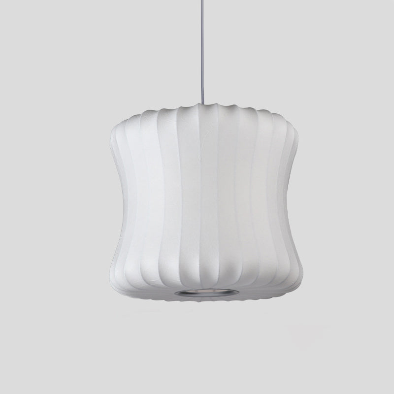 White Curvy Fabric Pendant Light - 1 Head Modern Ceiling Lamp, 14.5"/18.5" Wide