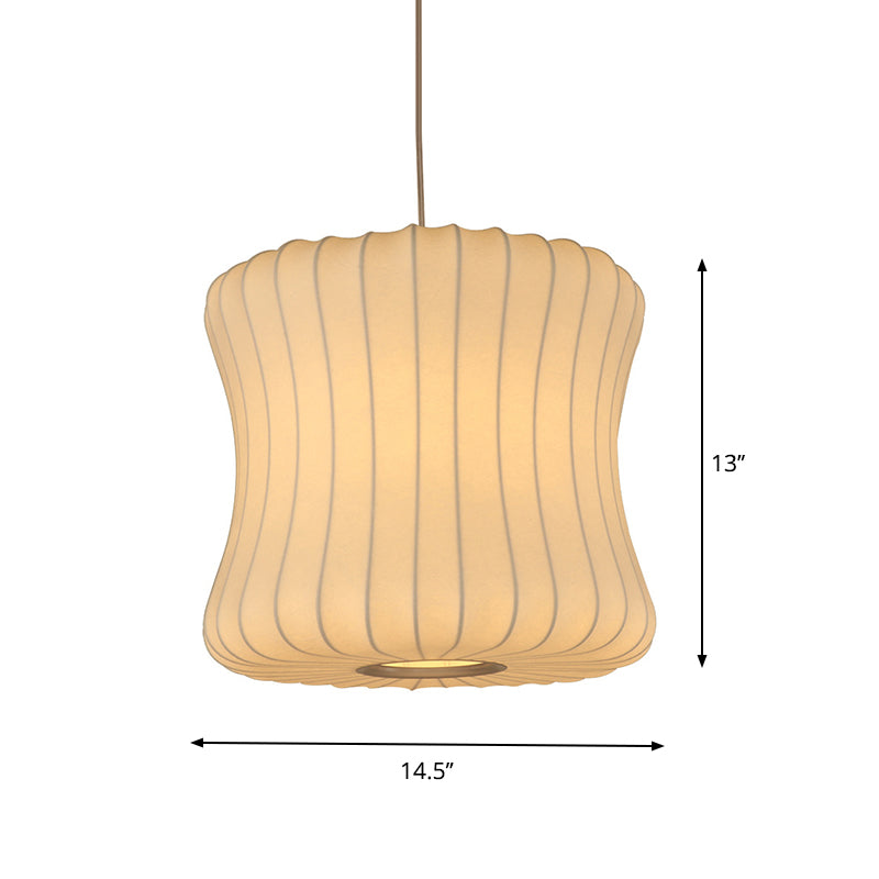 White Curvy Fabric Pendant Light - 1 Head Modern Ceiling Lamp, 14.5"/18.5" Wide