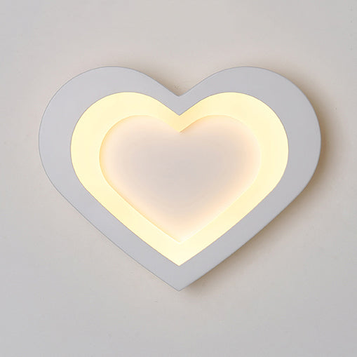 Modern Integrated Led Cartoon Wall Light - Simple Acrylic White / Heart Warm