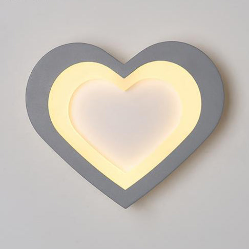 Modern Integrated Led Cartoon Wall Light - Simple Acrylic White Grey / Heart Warm