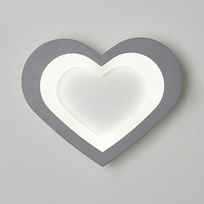 Modern Integrated Led Cartoon Wall Light - Simple Acrylic White Grey / Heart