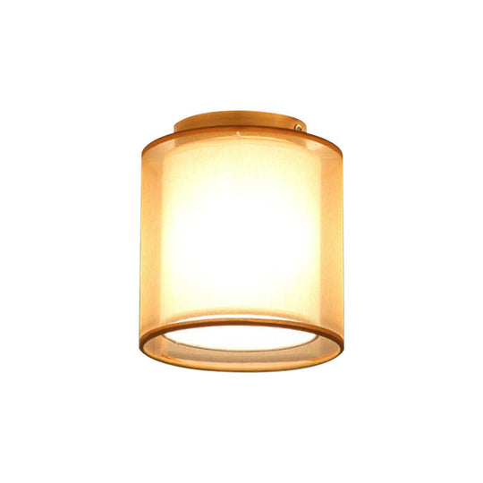 Minimalist Brass Flushmount Ceiling Light with Fabric Shade