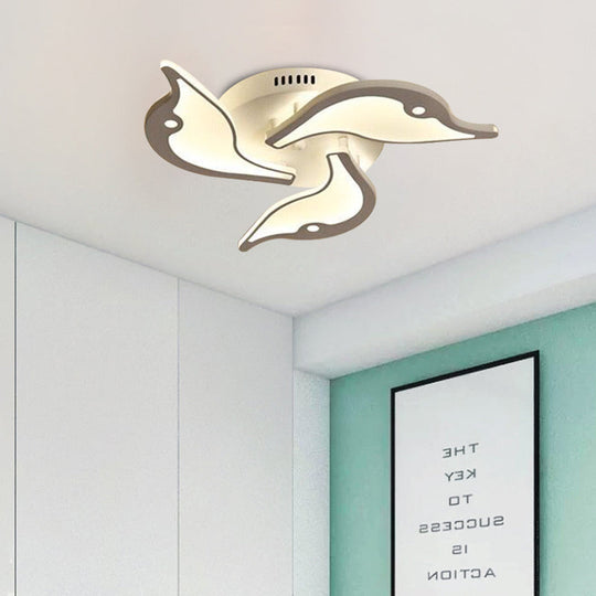 Modernist White Led Ceiling Light For Bedroom - Acrylic Flush Mount Fixture In Warm/White 23.5/27.5