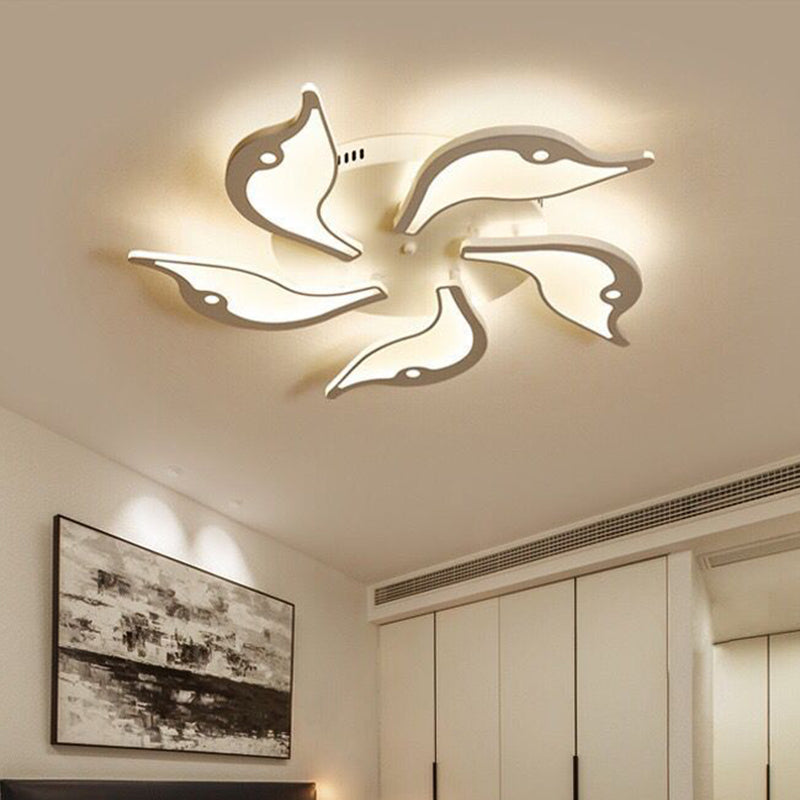 Modernist White LED Ceiling Light for Bedroom - Acrylic Flush Mount Fixture in Warm/White Light - 23.5"/27.5" Wide