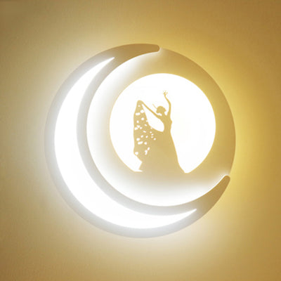 Cartoon Moon Led Wall Light For Kids Bedroom - White Acrylic Sconce With Contemporary Design / A