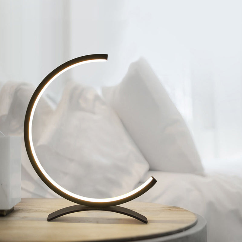 Modern Acrylic C-Shape Nightstand Lamp - Black/Gold Led Desk Light For Bedroom Black