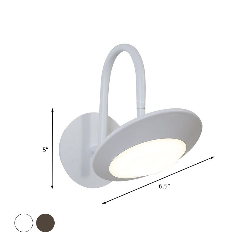 Modern Rotatable Urn Wall Sconce Lamp In Metallic White/Coffee With Led Lighting And Gooseneck Arm