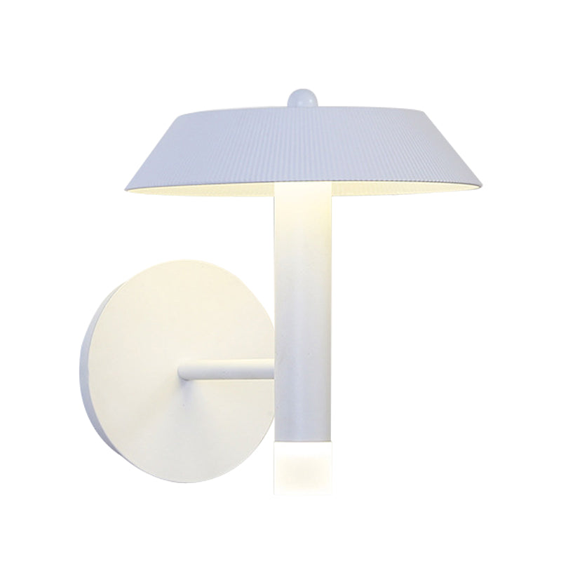 Modern Metallic Led Wall Sconce - Tapered White/Grey Bedroom Lamp