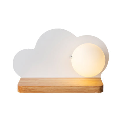 Orb Shade Cloud Wall Light: Stylish Wooden Sconce For Child Bedroom White