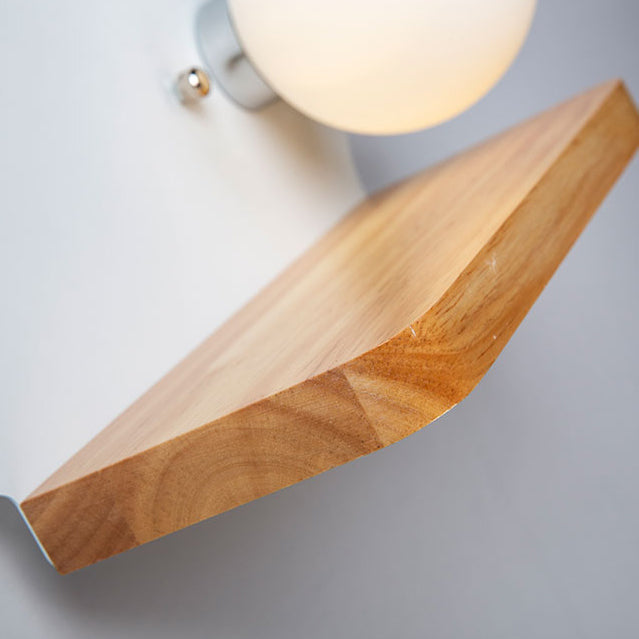 Orb Shade Cloud Wall Light: Stylish Wooden Sconce For Child Bedroom