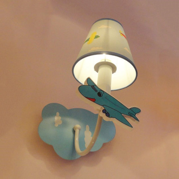 Cartoon Sconce Light: Empire Shade Metal Wall Lighting For Kids Bedroom Cute Deco One Light