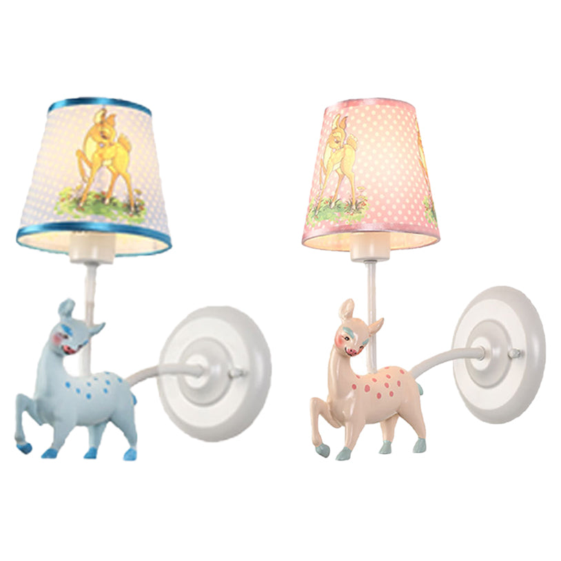 Sika Deer Wall Sconce Light For Child Bedroom And Hallway - Fabric Resin Construction