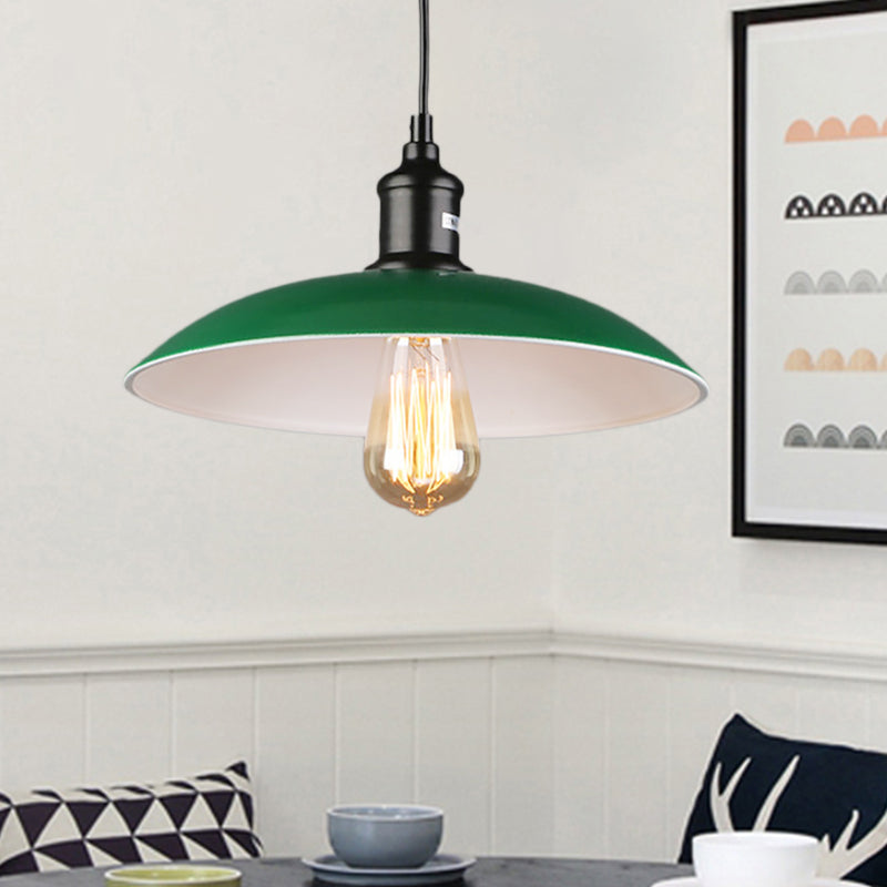 Green Vintage Dome Pendant Light For Dining Table Or Ceiling - 14/18 Dia / 14