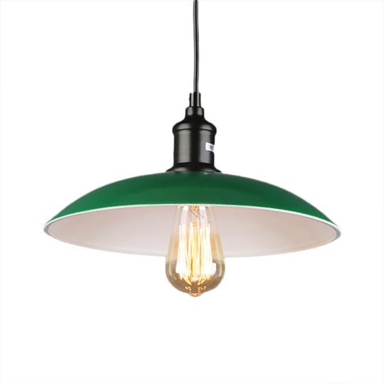 Green Metallic Vintage Pendant Light with Dome Shade - 14"/18" Diameter