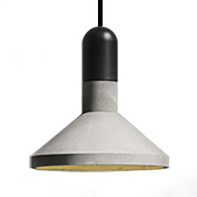 1-Light Industrial Conic Shade Hanging Cement Pendant Lamp in Wood/Red/Black Finish - Ideal for Tables