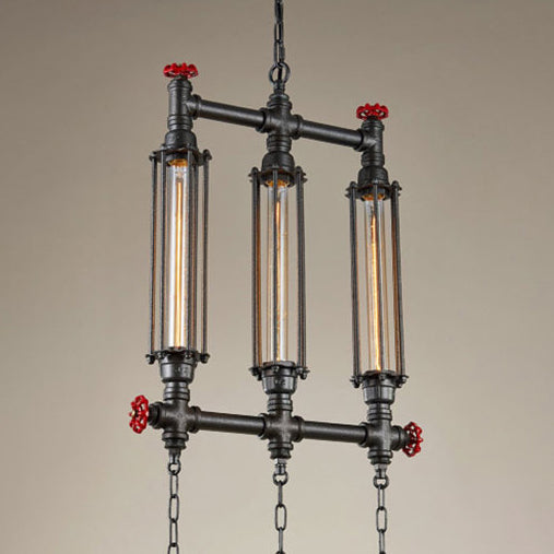 Industrial Style Tubular Metal Island Pendant Light - Black Set Of 2/3 Perfect For Restaurants 3 /