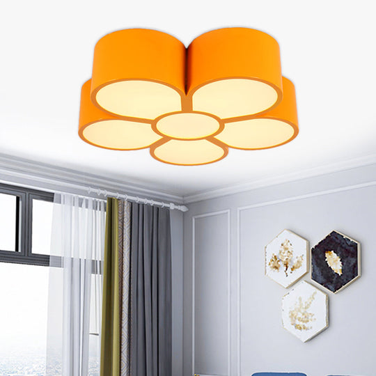 Floral Ceiling Lighting Kids Style Acrylic Led Flush Mount Fixture In Vibrant Colors For Living Room