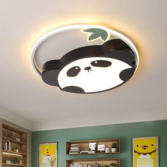 Plafonnier LED encastrable de style Panda Kids avec motif de feuille en lumière chaude/blanche